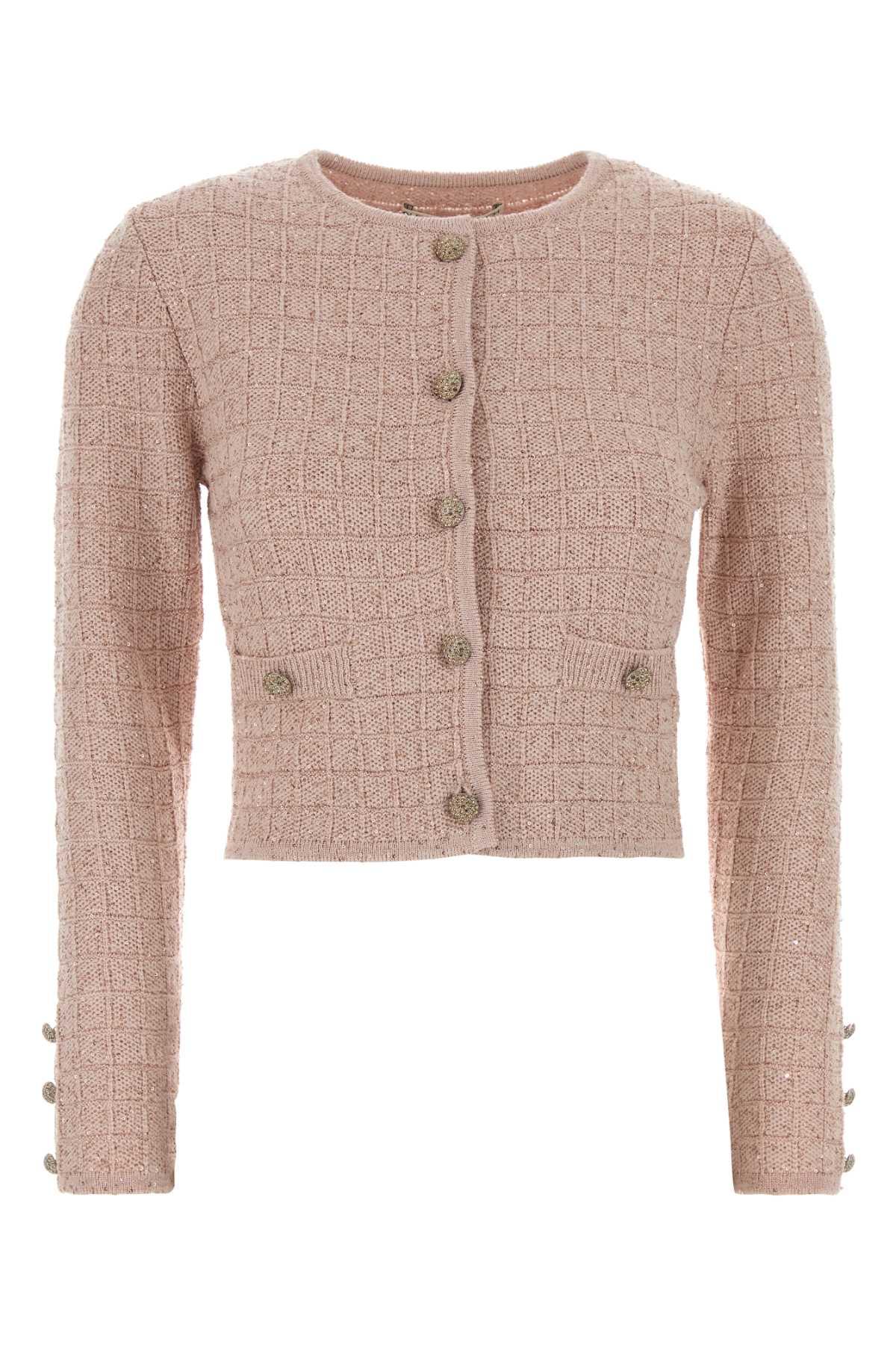 alessandra rich pink boucle cardigan