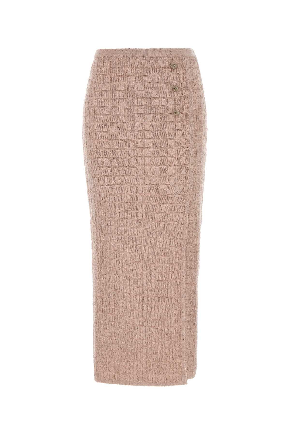 alessandra rich pink boucle skirt