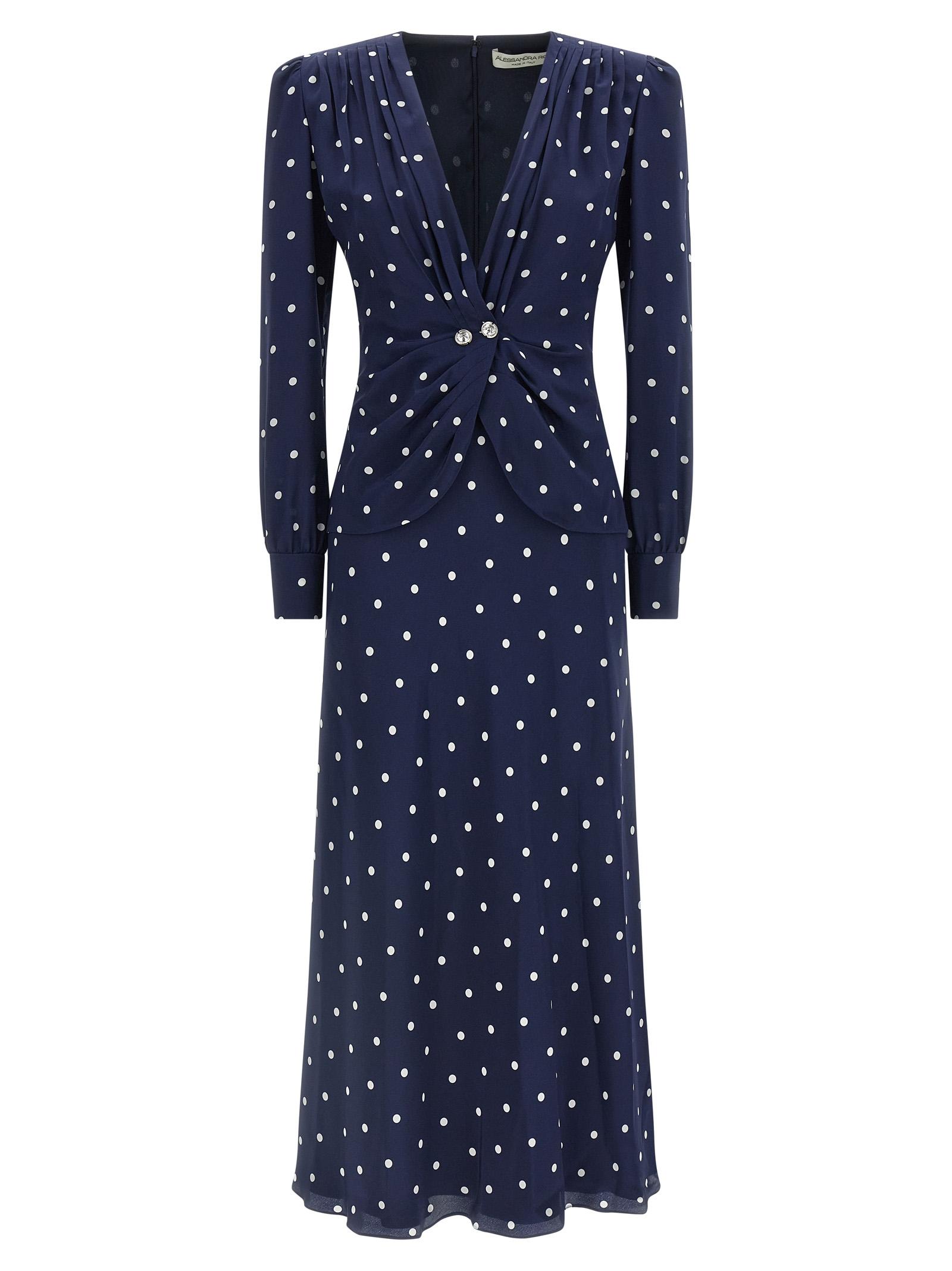 alessandra rich polka dot dress blue silk - women