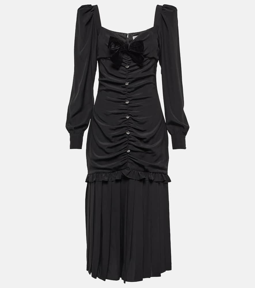 alessandra rich ruched silk midi dress