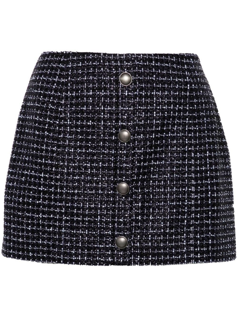 alessandra rich sequin checked tweed mini skirt