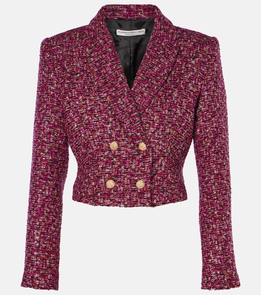 alessandra rich sequined cropped tweed blazer