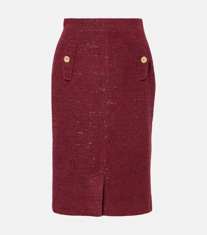 alessandra rich sequined tweed pencil skirt