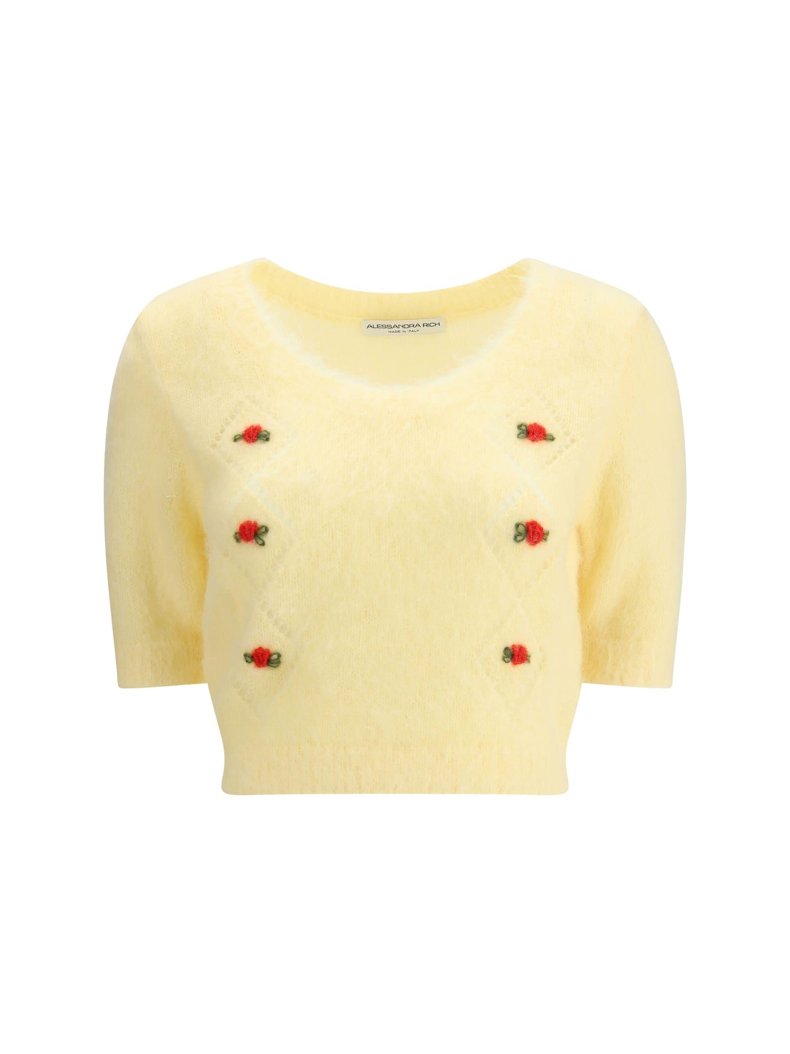 alessandra rich short sleeve mohair sweater