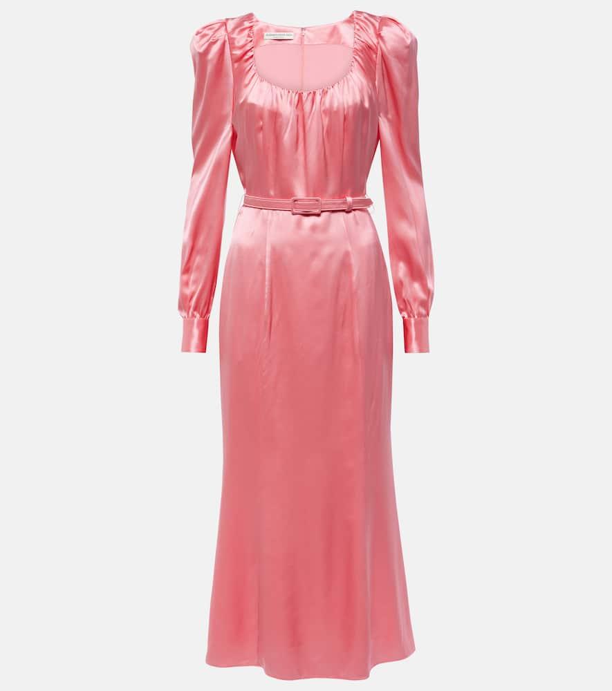 alessandra rich silk satin midi dress