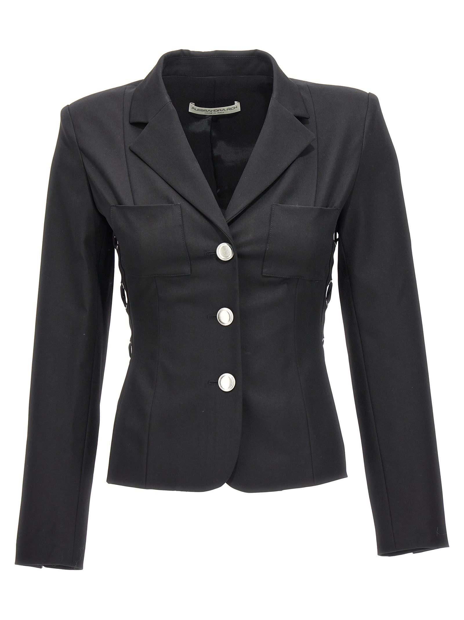 alessandra rich single breast lace-up blazer jacket