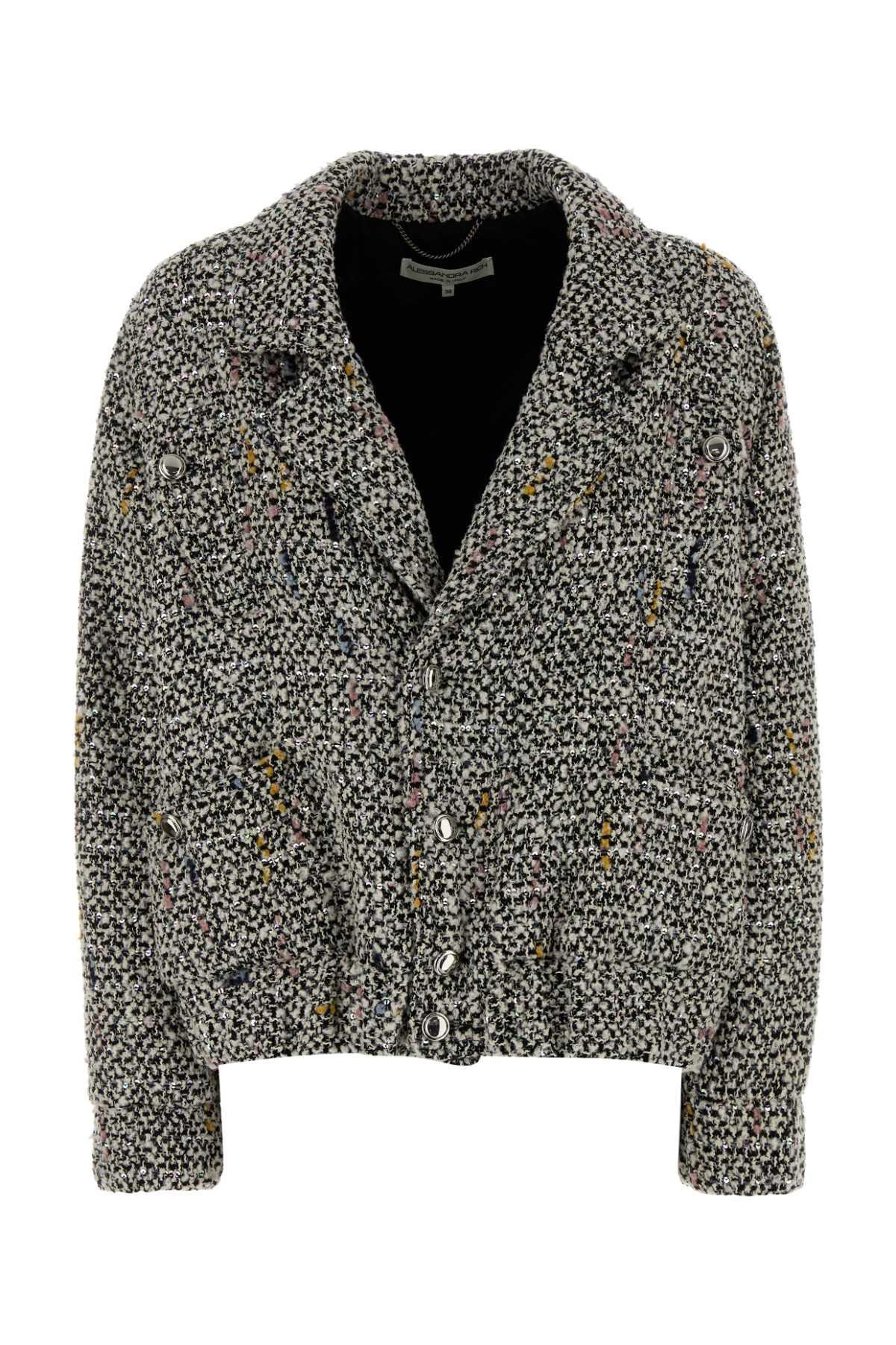 alessandra rich tweed bomber jacket