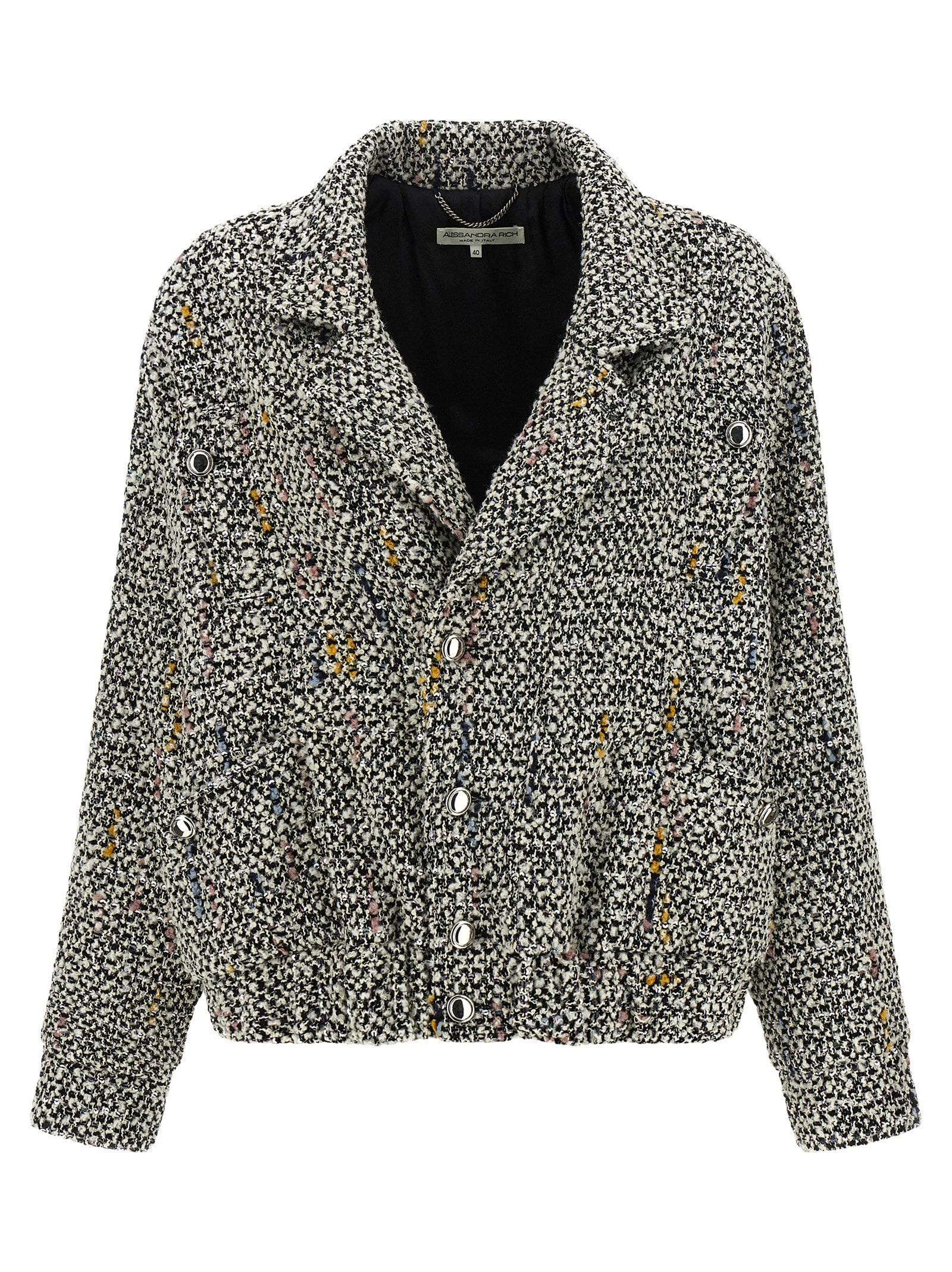 alessandra rich tweed bomber jacket