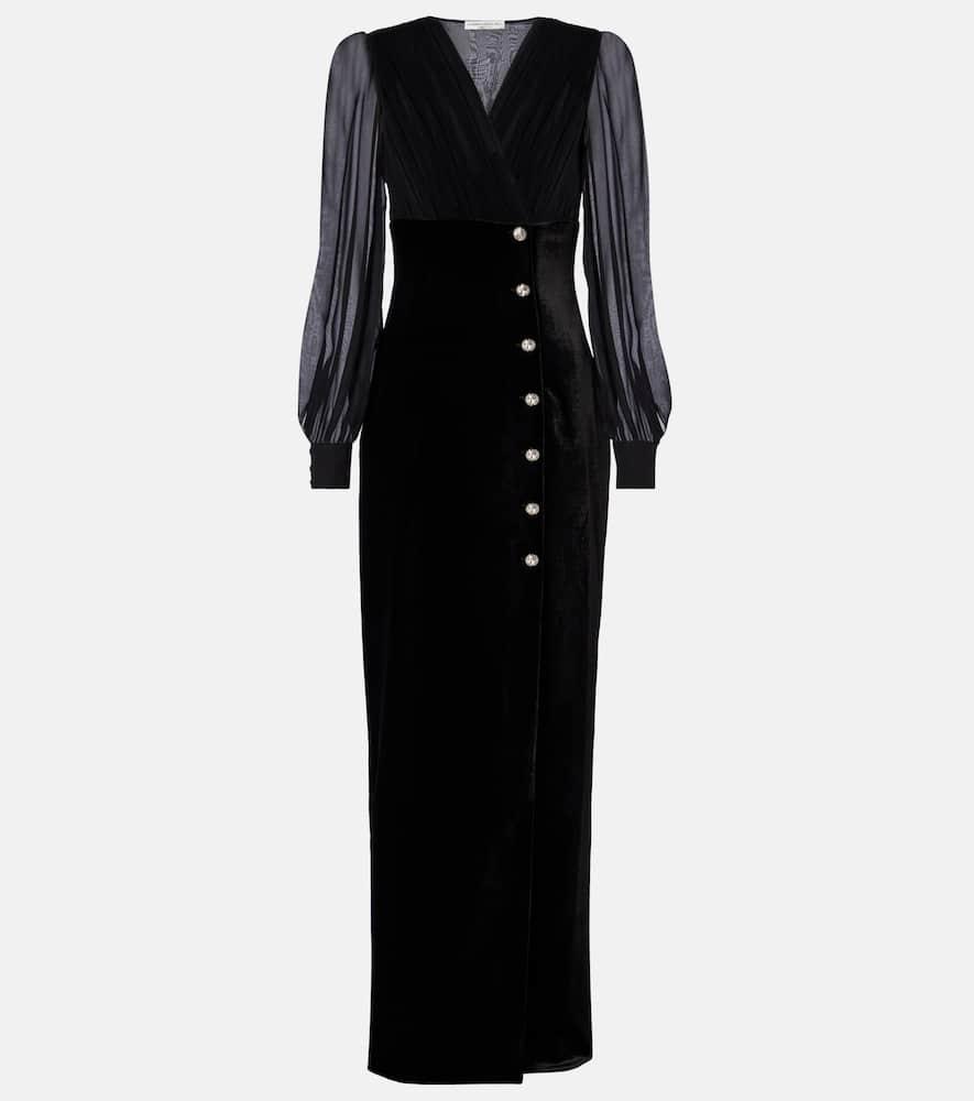 alessandra rich velvet and georgette gown