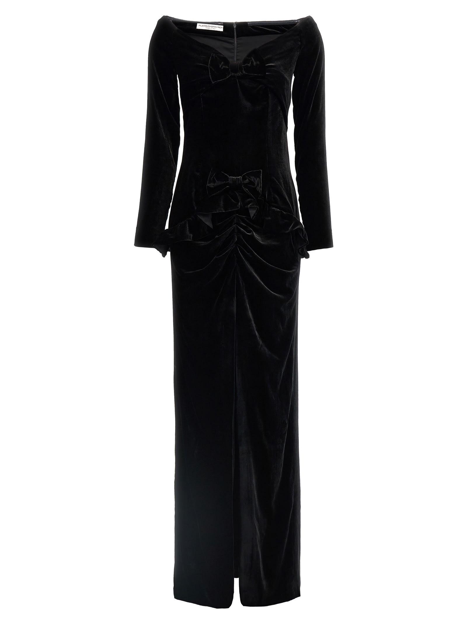 alessandra rich velvet off the shoulder dress