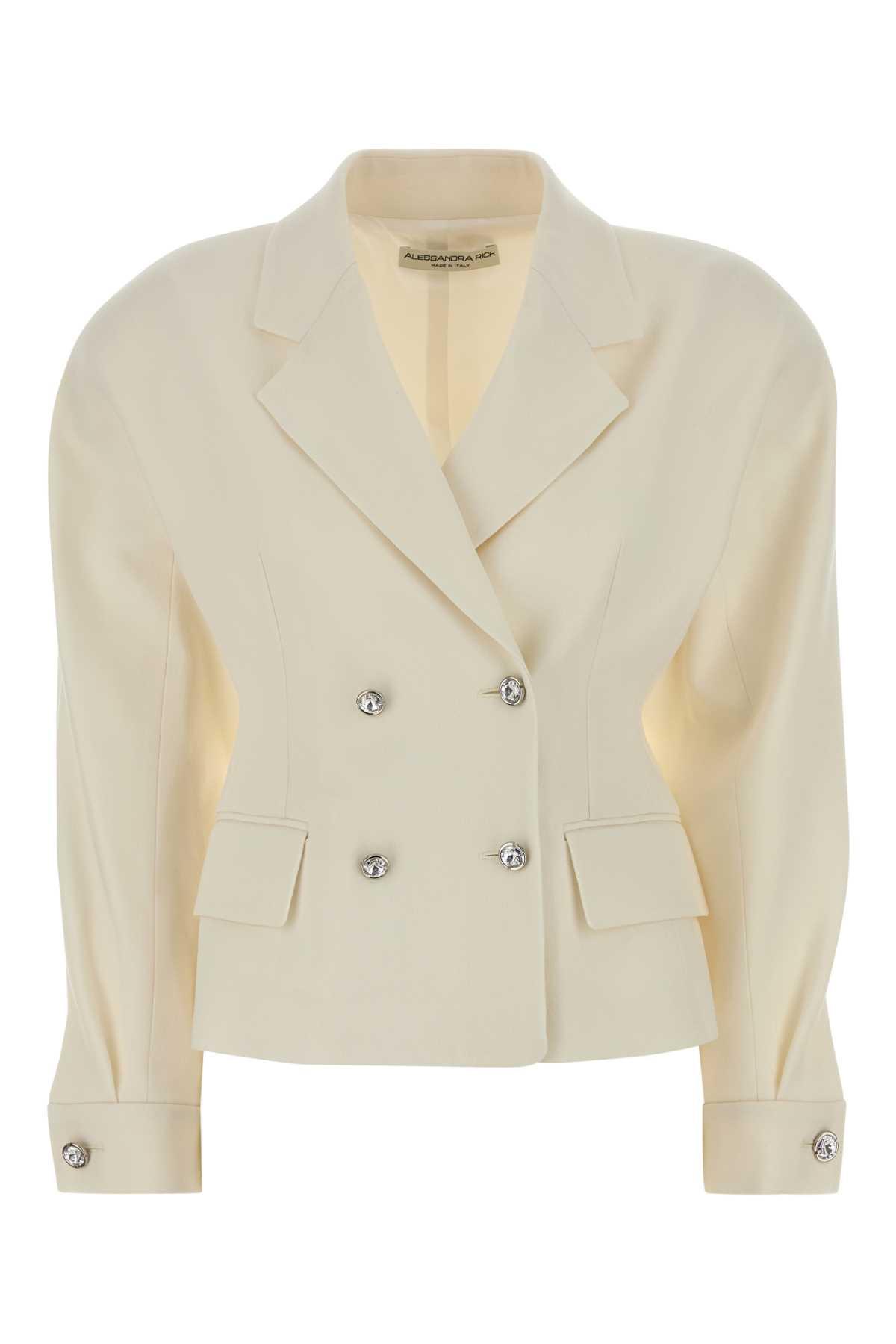 alessandra rich white stretch crepe blazer