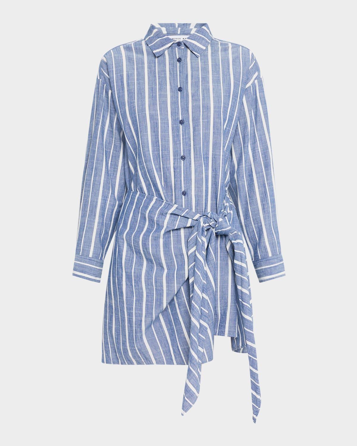 alessandra striped chambray mini shirtdress