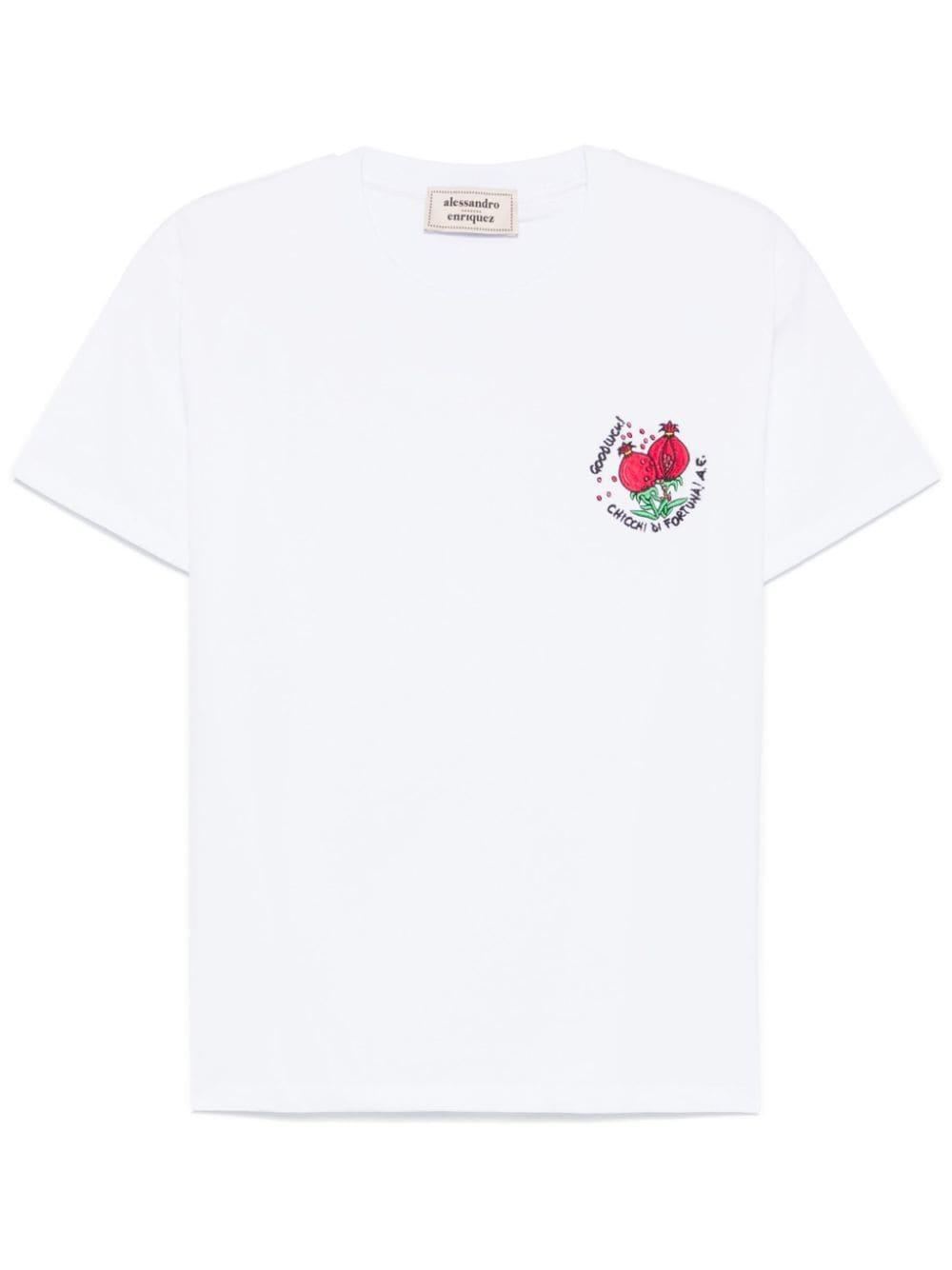 alessandro enriquez embroidered cotton t-shirt