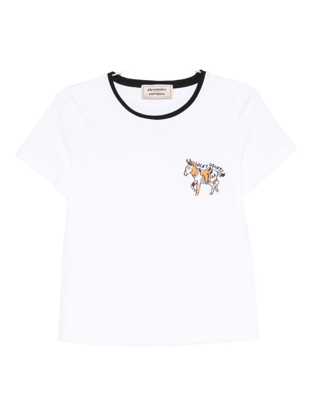 alessandro enriquez embroidered cotton t-shirt