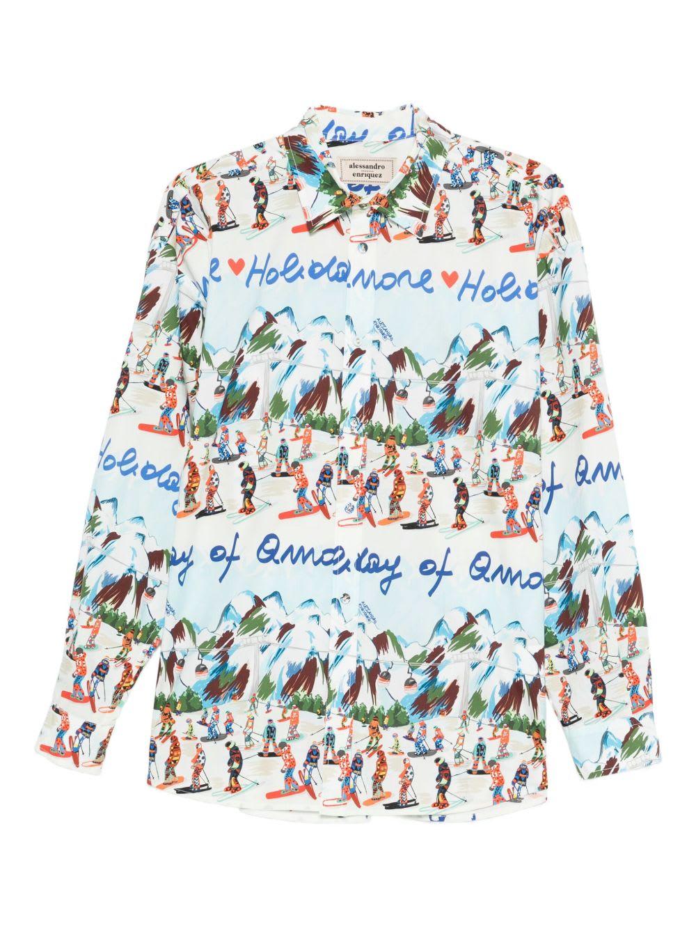 alessandro enriquez printed cotton shirt