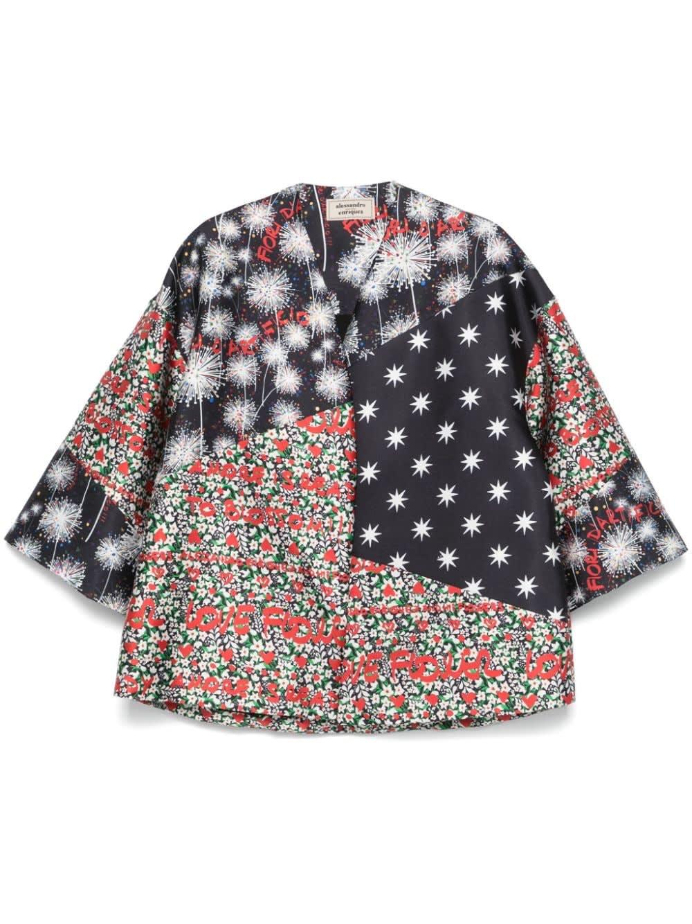 alessandro enriquez printed kimono