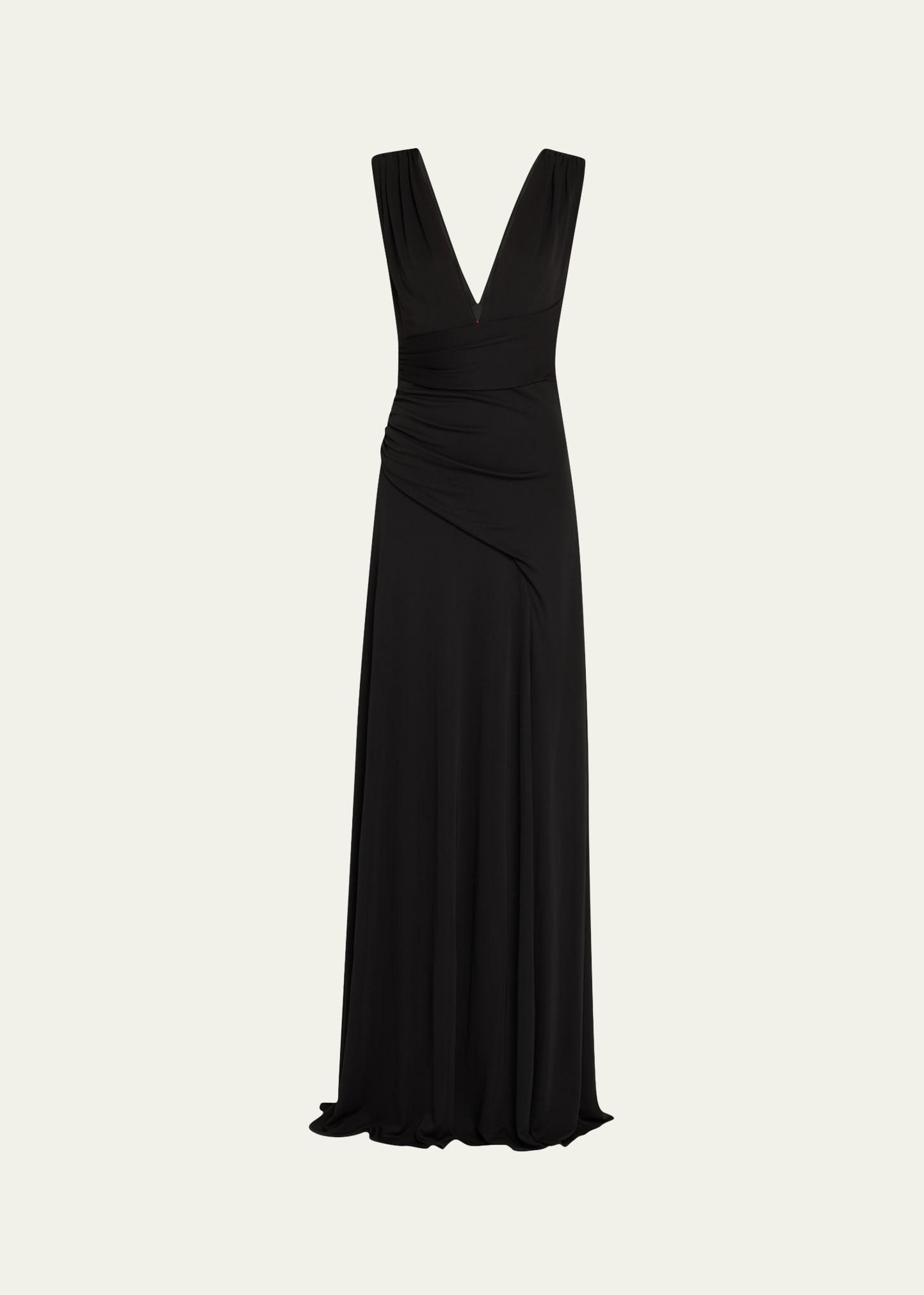 alessia plunging draped matte jersey gown