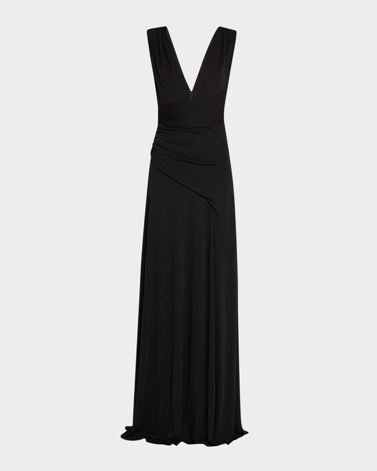 alessia plunging draped matte jersey gown