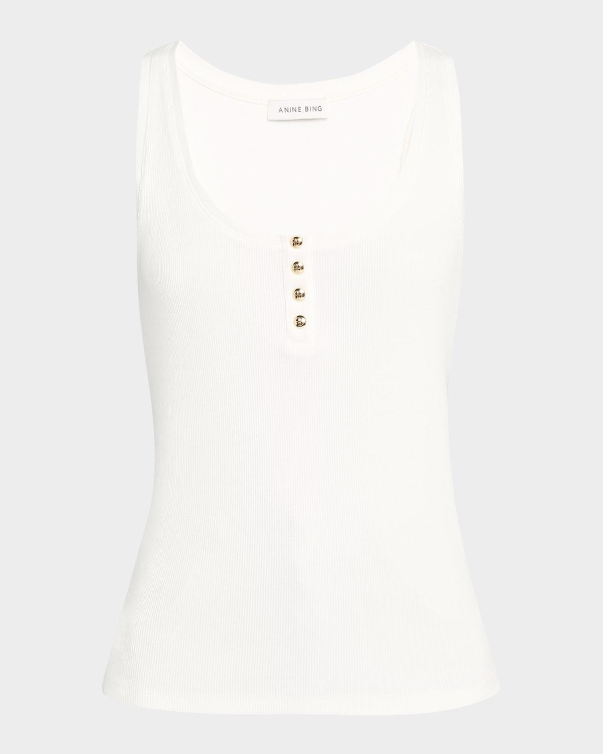 alessia ribbed button tank top