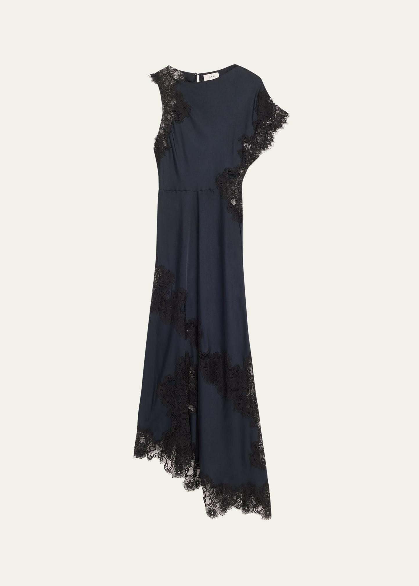 alessia satin and lace maxi dress