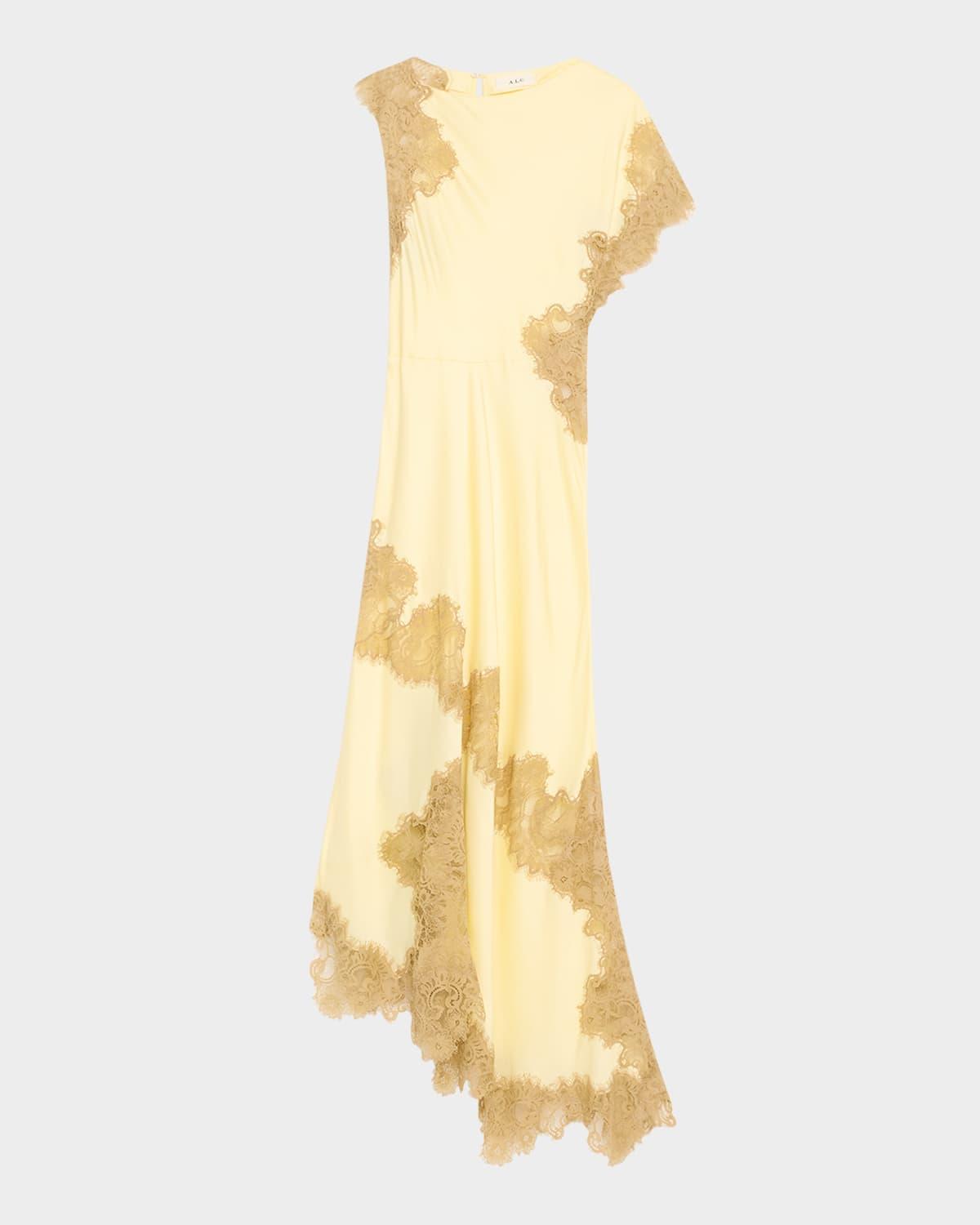 alessia satin and lace maxi dress