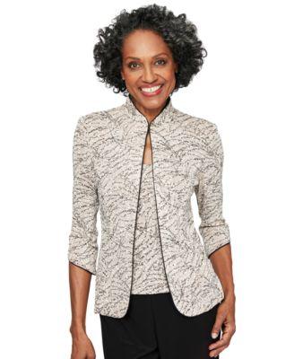 alex evenings printed jacket top set