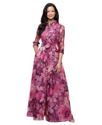 alex evenings womens printed organza ballgown