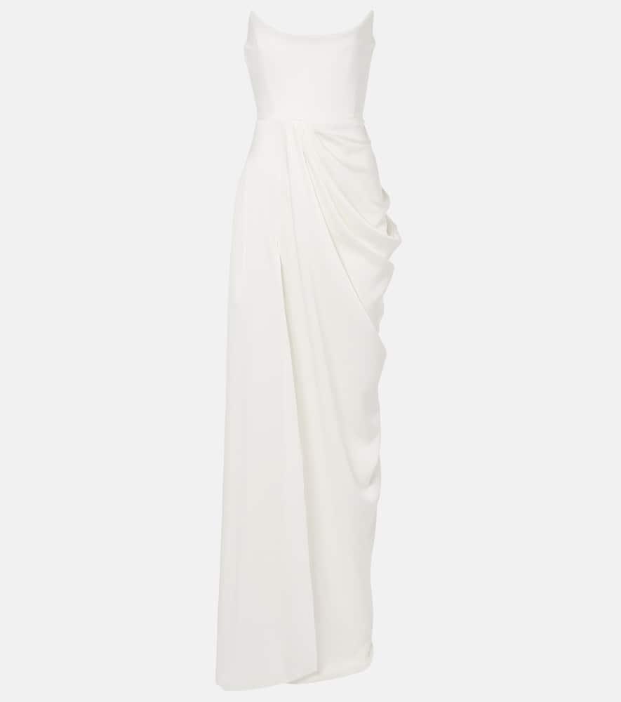 alex perry bridal draped crêpe bustier gown