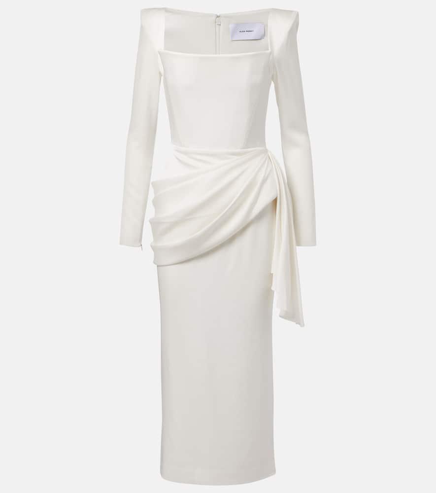 alex perry bridal draped crêpe satin bustier gown