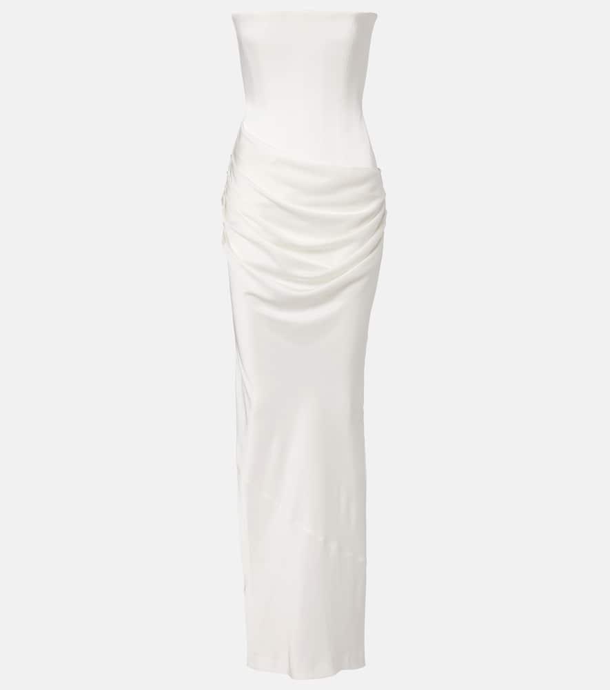 alex perry bridal draped crêpe satin corset gown