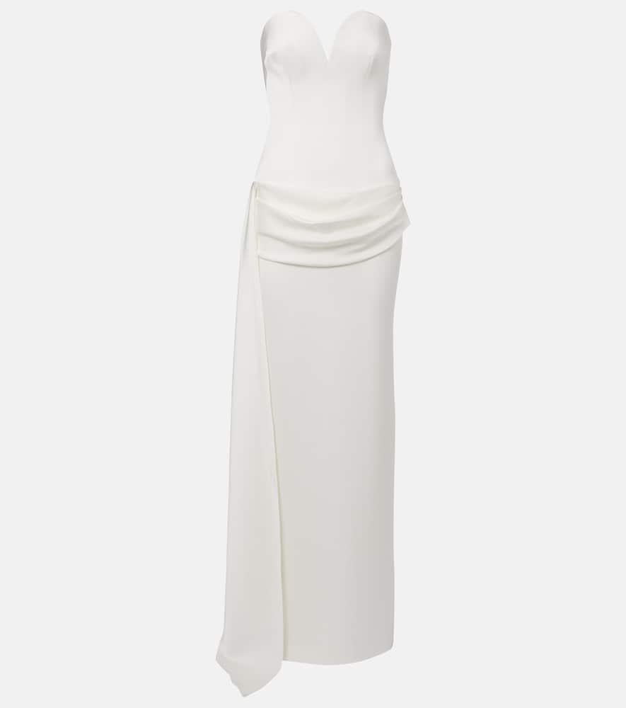 alex perry bridal draped strapless gown