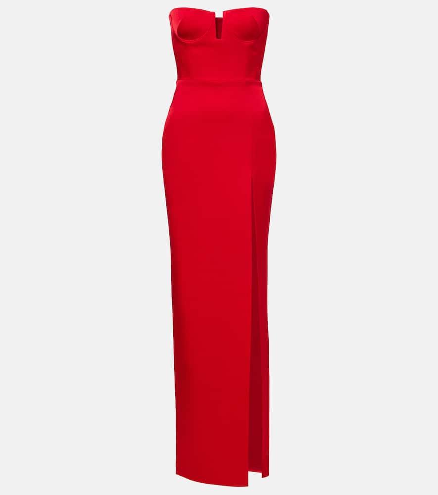 alex perry crêpe satin bustier gown
