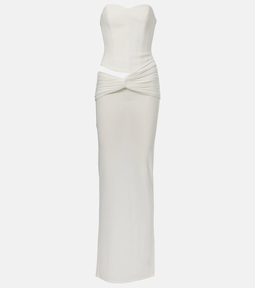 alex perry draped crêpe jersey corset dress