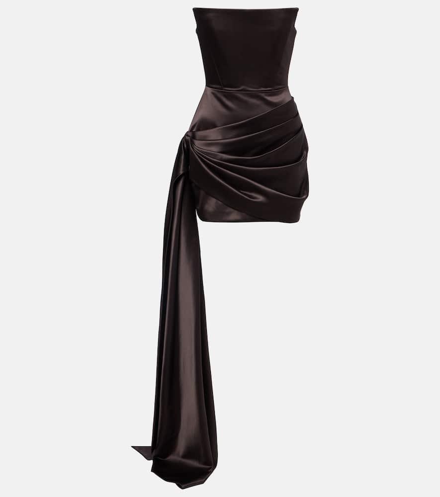 alex perry draped satin bustier dress