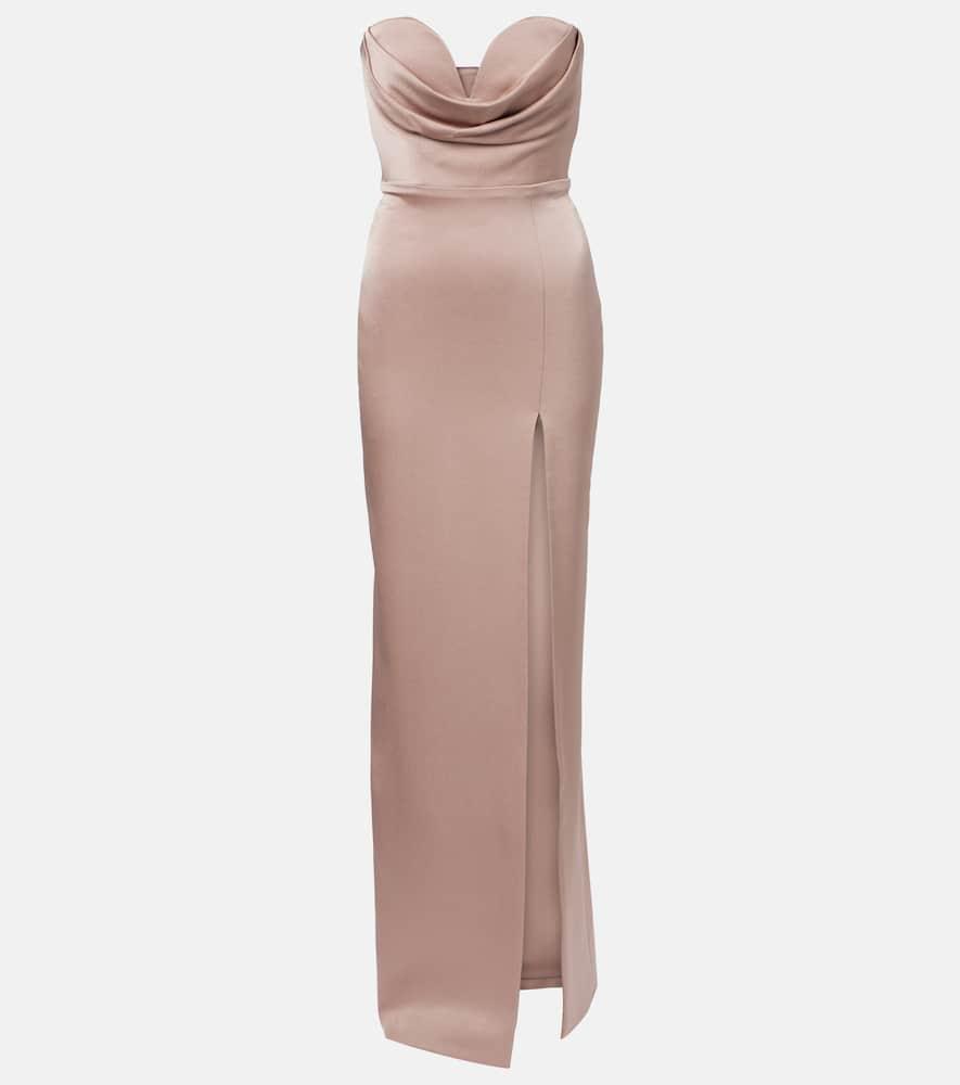 alex perry draped satin bustier gown