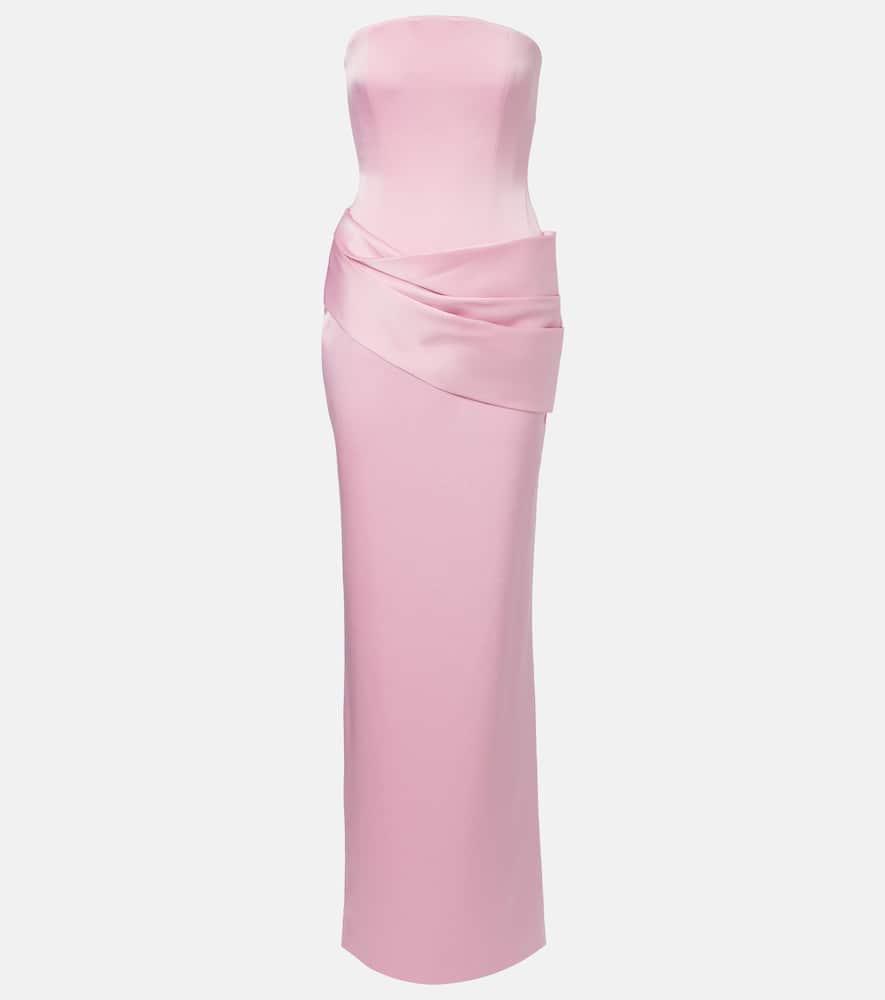 alex perry draped satin crêpe bustier gown