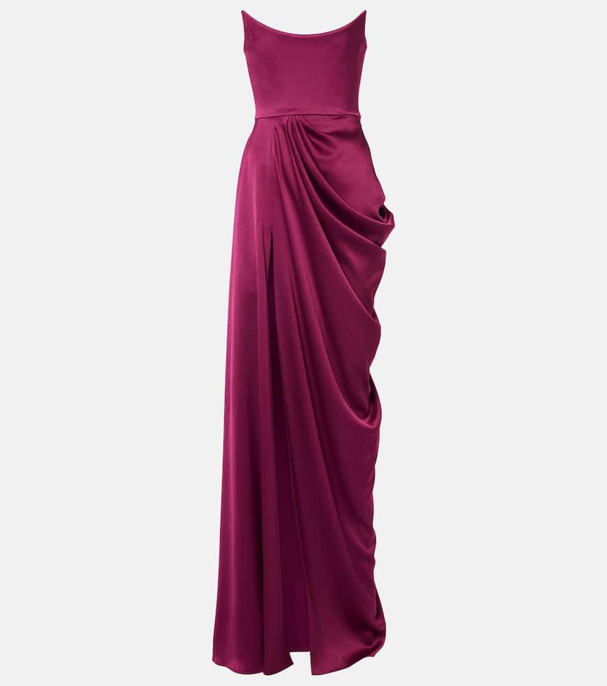 alex perry draped satin crêpe bustier gown