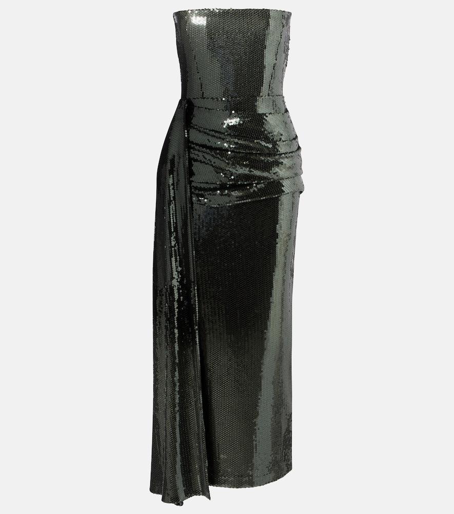 alex perry draped sequined corset dress