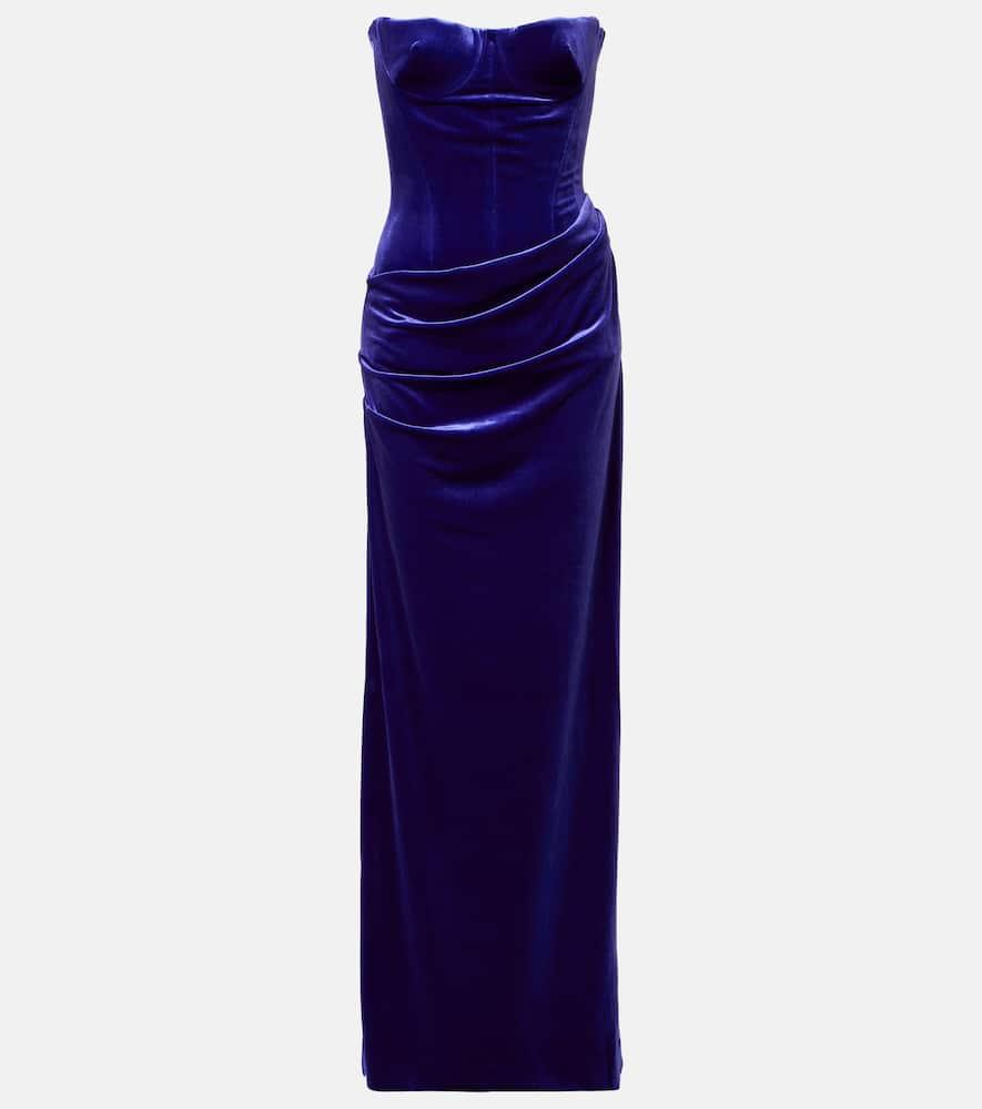 alex perry draped velvet bustier gown