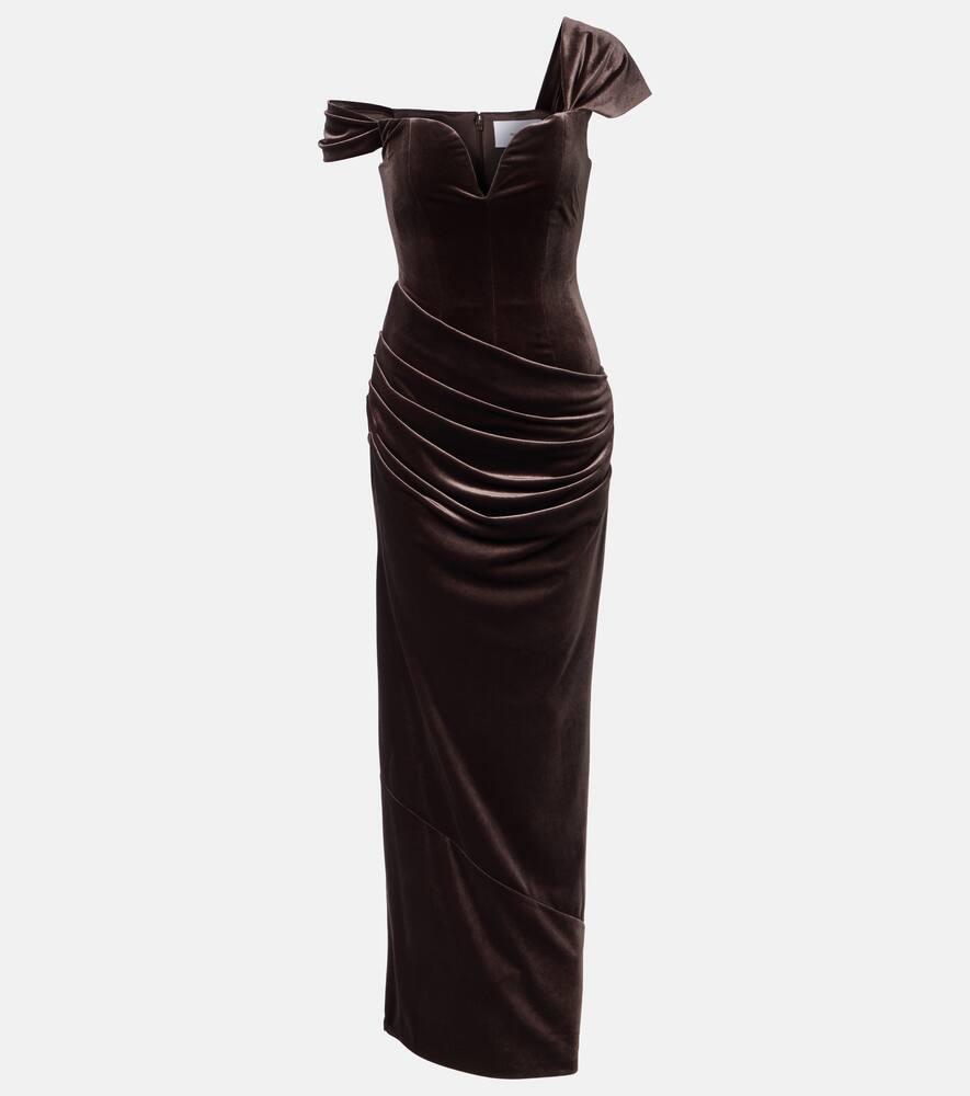 alex perry draped velvet gown