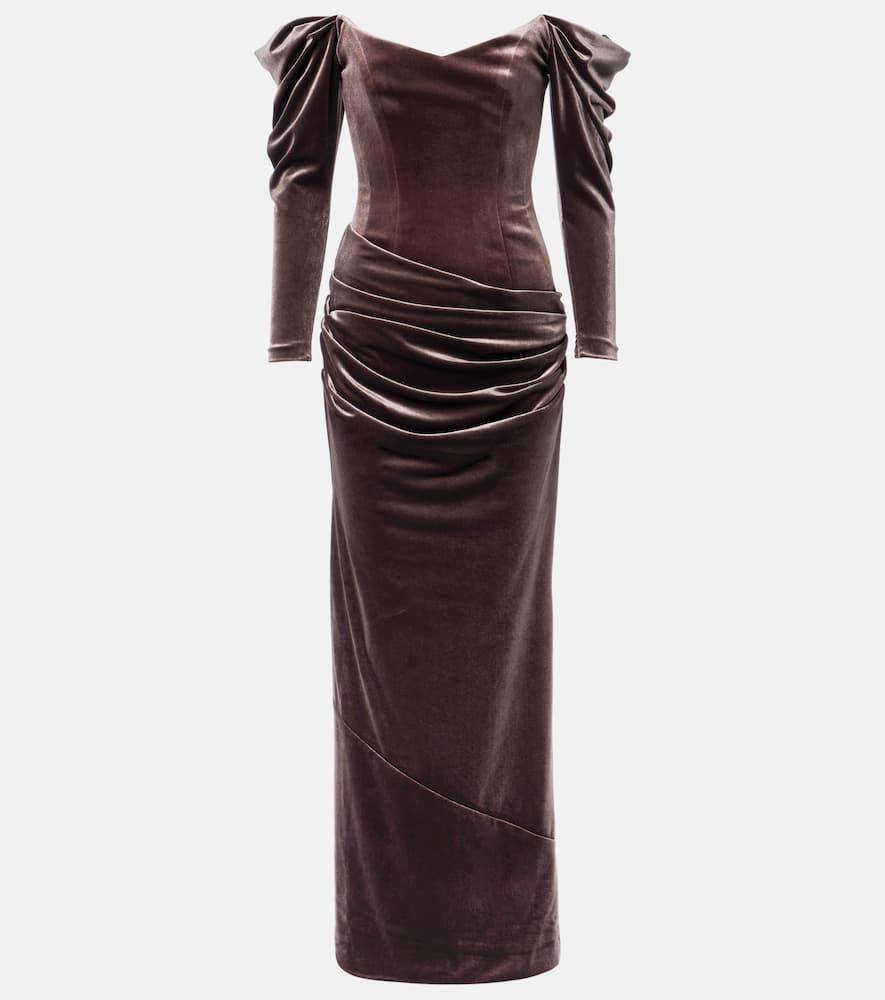 alex perry draped velvet gown