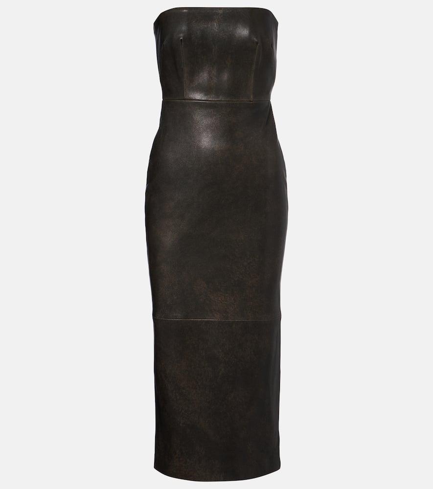 alex perry leather midi dress