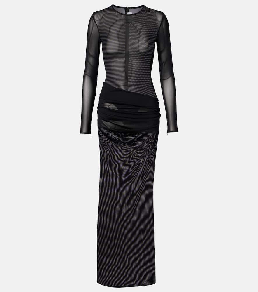 alex perry ruched sheer mesh gown