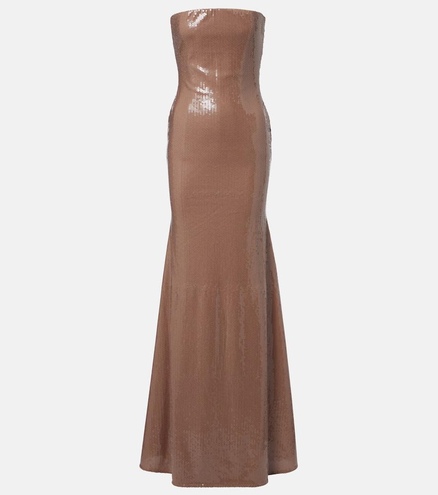 alex perry sequined strapless gown