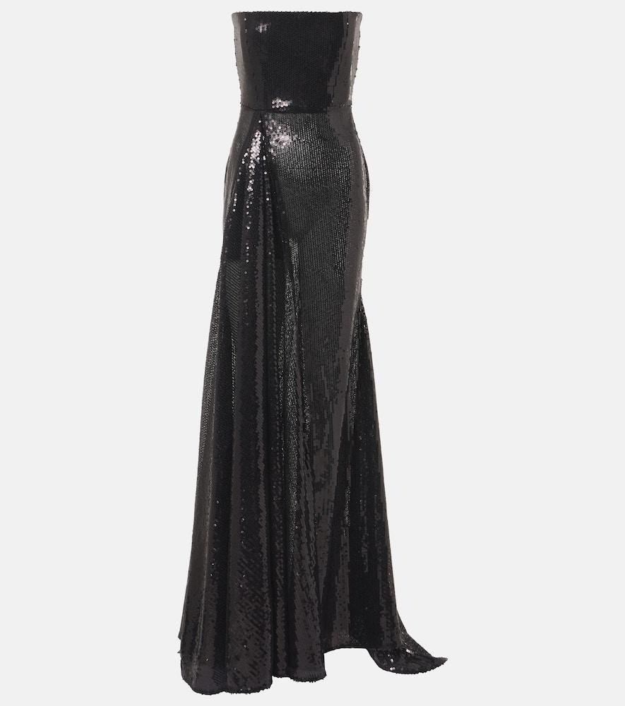 alex perry sequined strapless gown