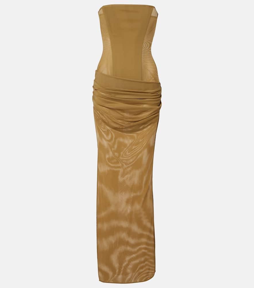 alex perry sheer strapless corset dress