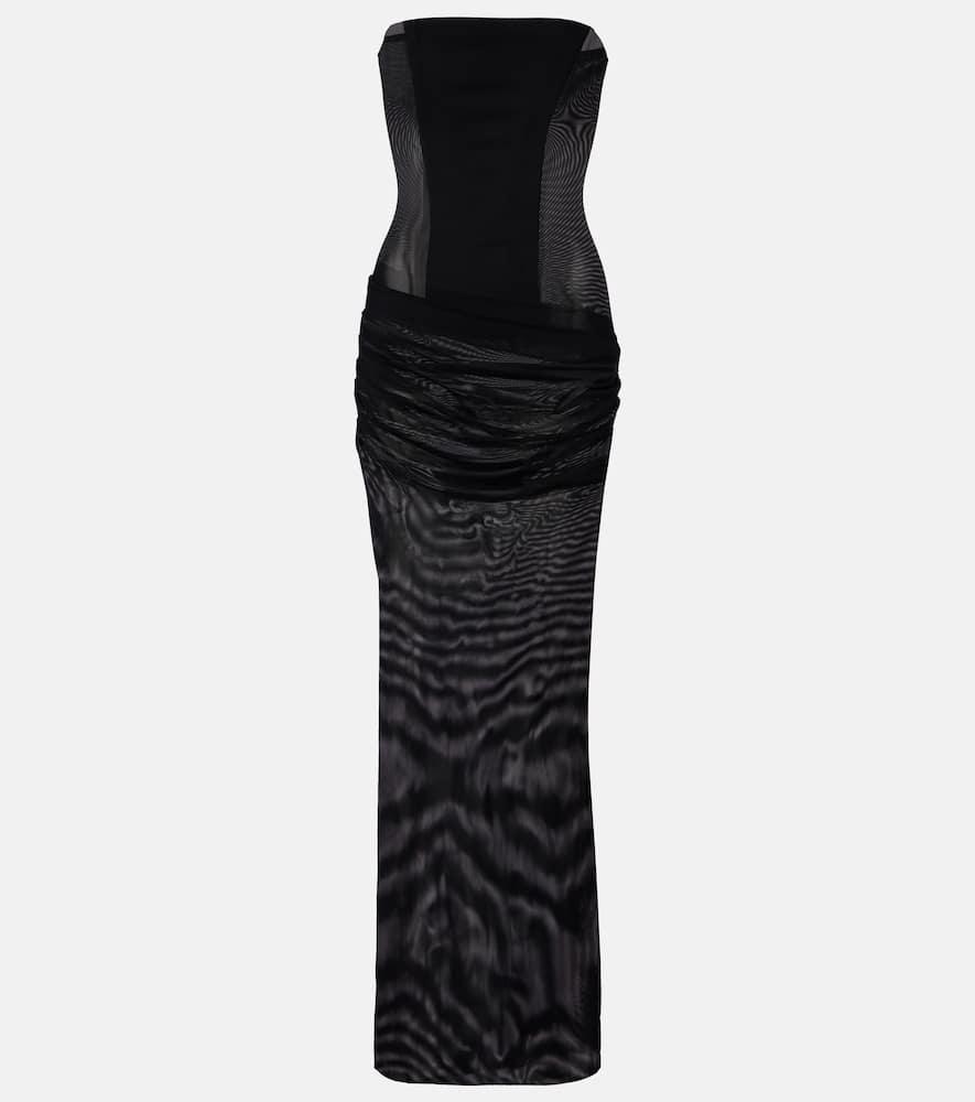 alex perry sheer strapless corset dress