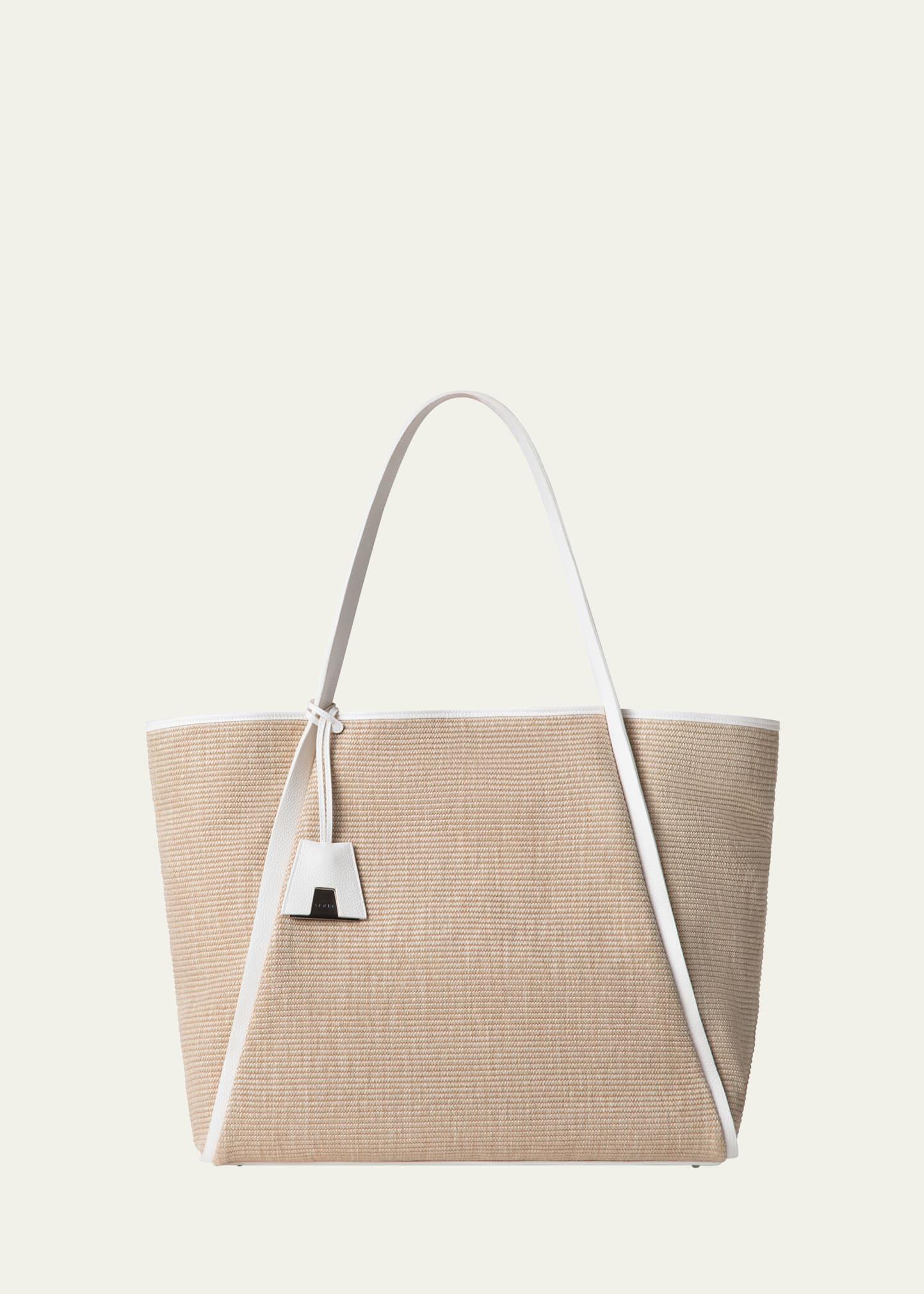 alex raffia & leather tote bag
