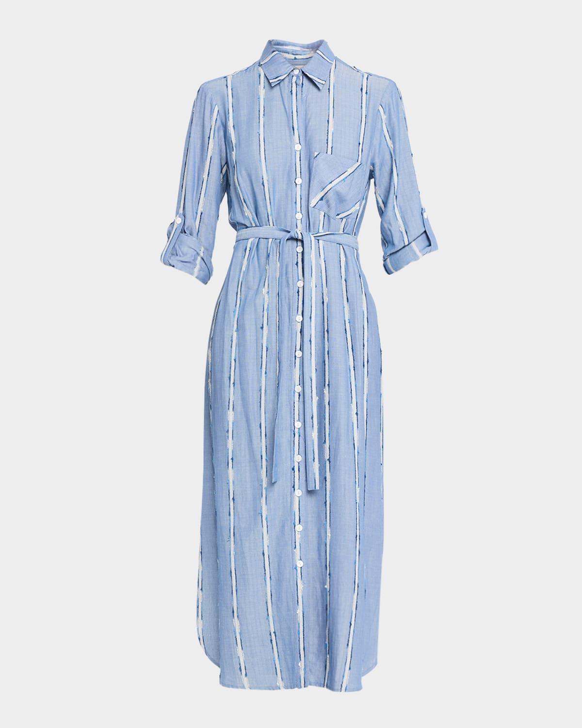 alex striped straight-fit midi shirtdress