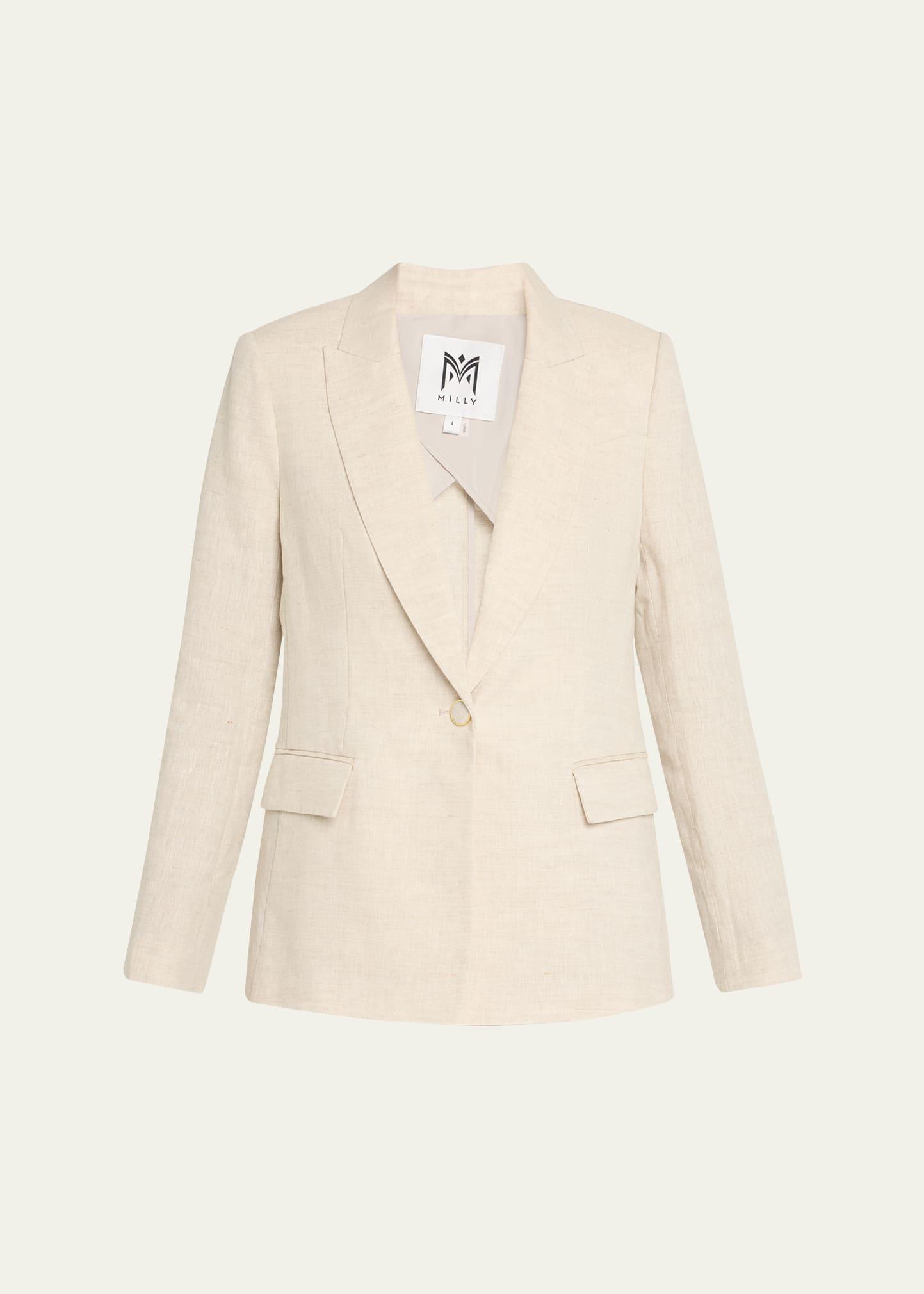 alexa single-button linen blend blazer